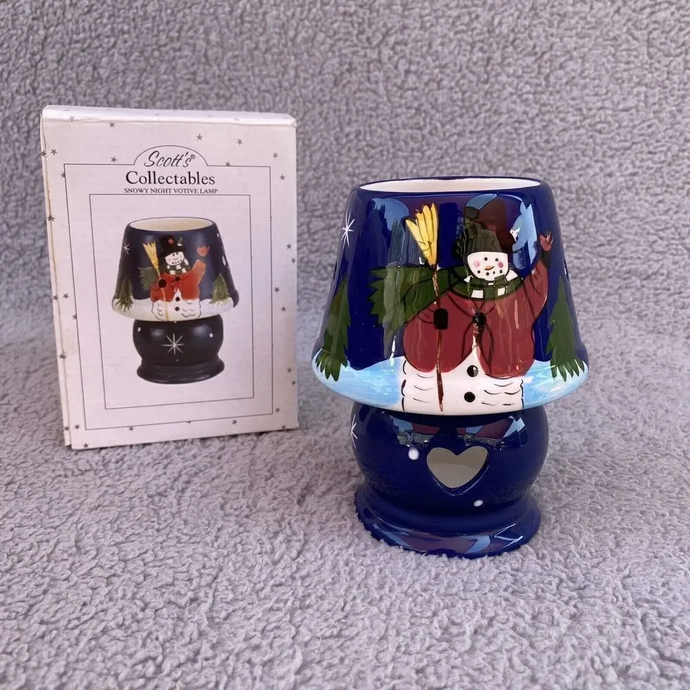 Scott’s Collectibles Snowy Night Votive Lamp Candle Holder Gift #6481
